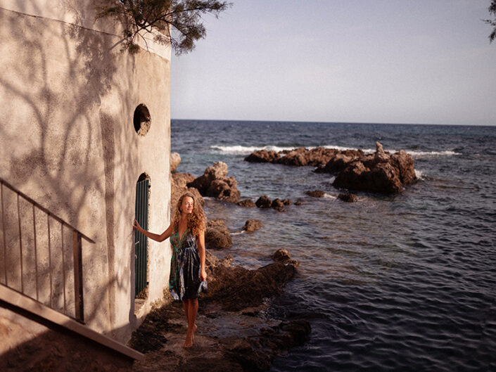 girl on stairs with sunlight